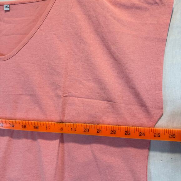 Oversized V-neck Tee Short sleeves pink salmon Women’s size XXL - Picture 3 of 7